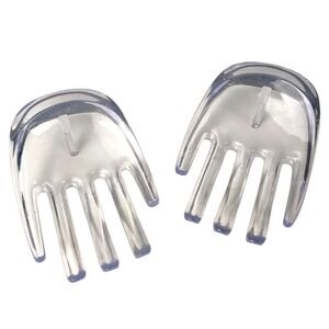 J.S.N.Y Clear Lucite Hand Shaped Salad Servers Set of 2 Vintage Style F72Q